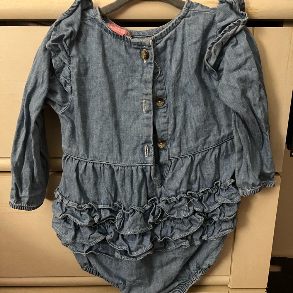 Ruffle Butts Blue Denim Bodysuit